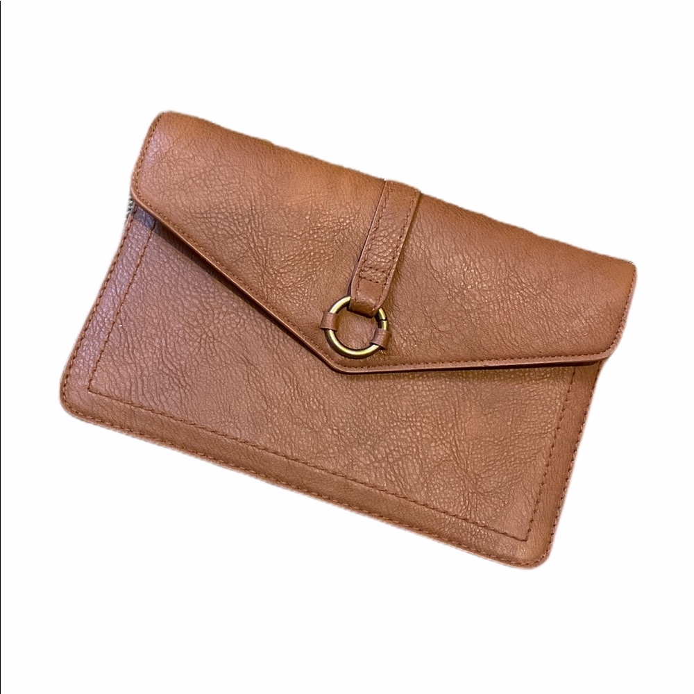 Universal Thread Trendy Medium Red Brown Clutch - image 1